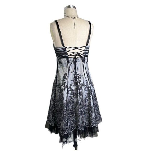 Kathy Robert’s black and silver tulle formal dress 16w porm wedding sleeveless - Picture 2 of 12